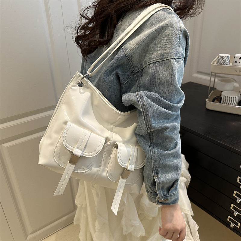 Bolso de hombro retro de gran capacidad de PU para mujer