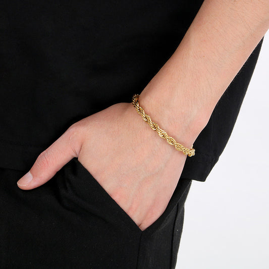 Men Fashion Titanium Steel Twist Chain Bracelet