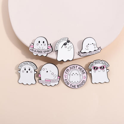 Broche fantôme d'Halloween en alliage de zinc pour femme, simple et mignonne
