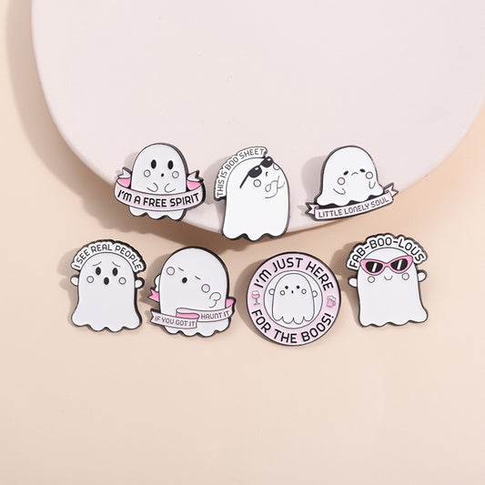 Broche fantôme d'Halloween en alliage de zinc pour femme, simple et mignonne