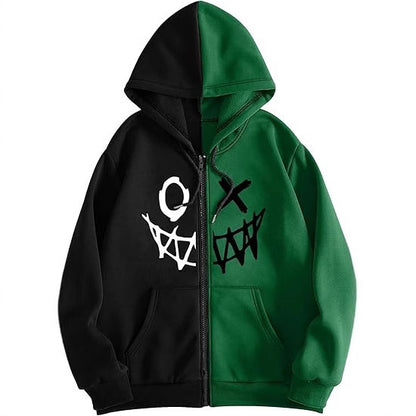 Men Fashion Casual Demon 3D Printed Long-Sleeve Zipper Hoodies
