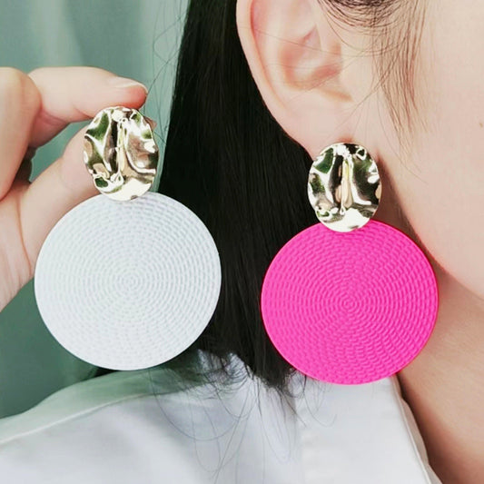 Bohemian Style Round Solid Color Exaggerated Earrings