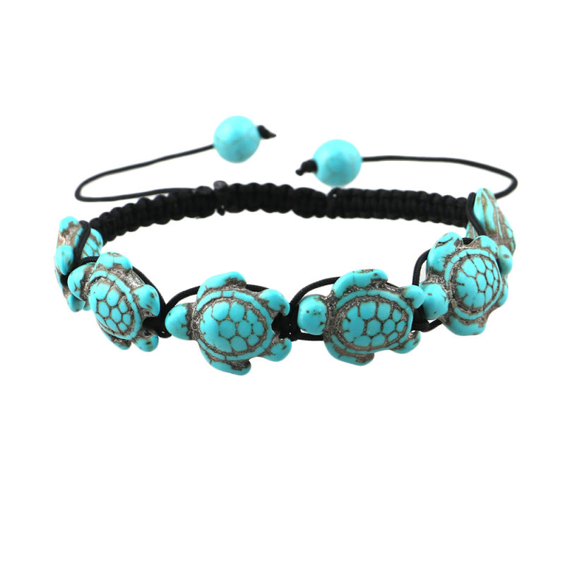 Bohemian Green Turquoise Turtle Design Bracelet