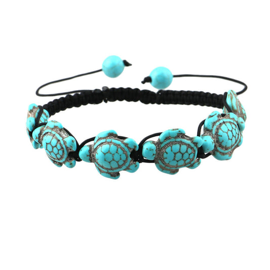 Bohemian Green Turquoise Turtle Design Bracelet