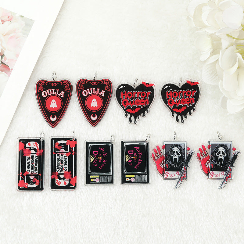 Pendientes de calavera acrílica de doble cara para mujer, de Halloween