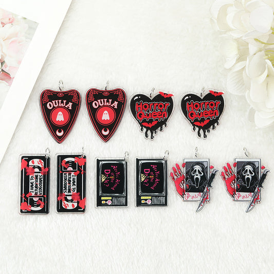 Halloween Women Fashion Double Sided Acrylic Skull Earrings