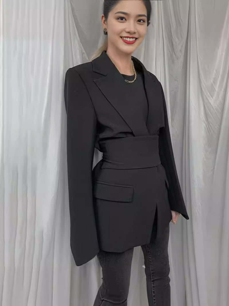 Women Casual Solid Color Polyester Lapel Blazer