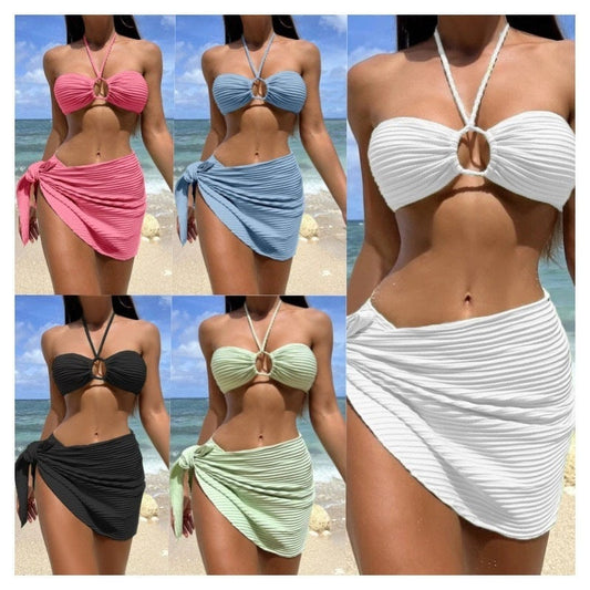 Sexy Women Summer Vacation Halter Neck Bikini Set