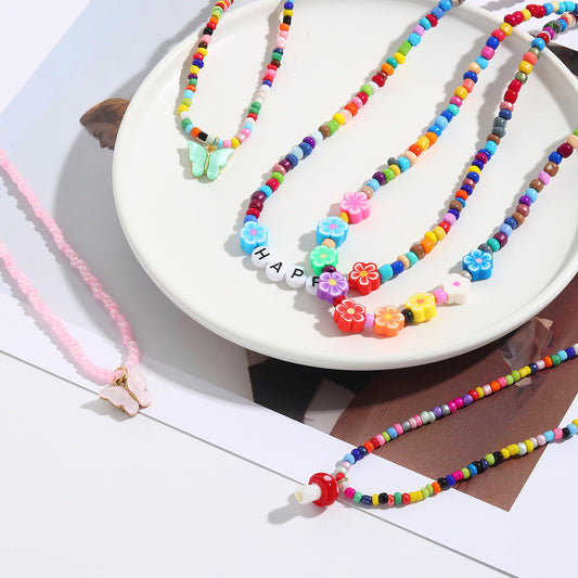 Collar bohemio sencillo de cuentas coloridas