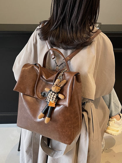College Style Retro Women Backpack in PU Material