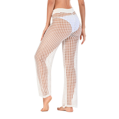 Pantalones anchos de punto con agujeros informales a la moda para mujer