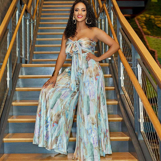 Summer Vacation Tie Dye Bow Knot Two-Piece Set