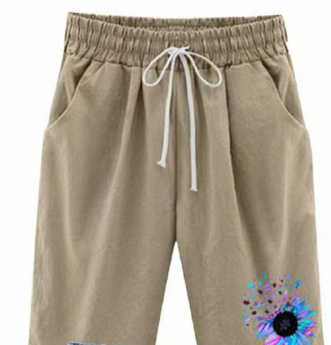 Pantalones cortos casuales de cintura alta con estampado de color sólido para mujer
