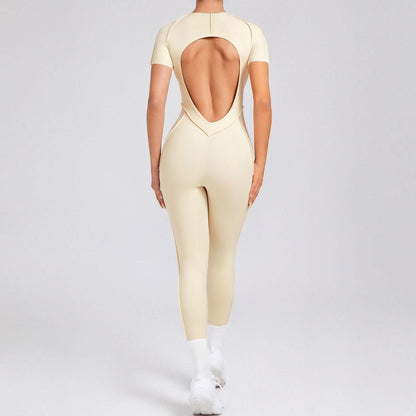 Women Fashion Solid Color Short-Sleeve Jumpsuits