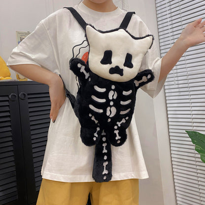 Bolso de hombro de peluche con calavera gótica de Halloween
