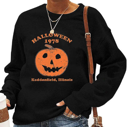 Sudadera con estampado de calabaza fantasma de Halloween para mujer