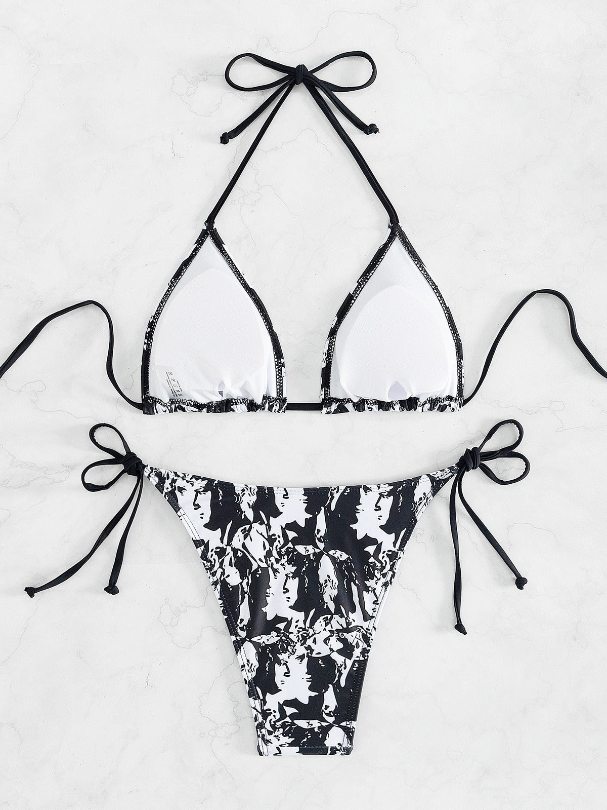 Bikini dos nu sexy à blocs de couleurs pour femmes