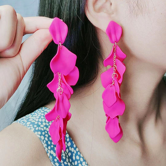 Bohemian Style Personalized Tassel Petal Earrings