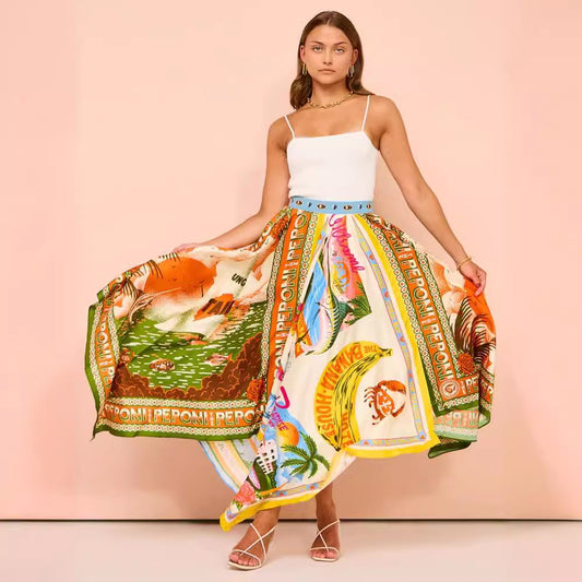 Falda con estampado gráfico irregular de moda para mujer