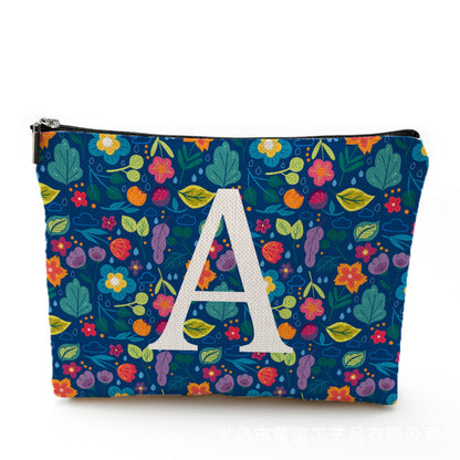 Bolsa de cosméticos pequeña con diseño floral, impermeable, de algodón y lino