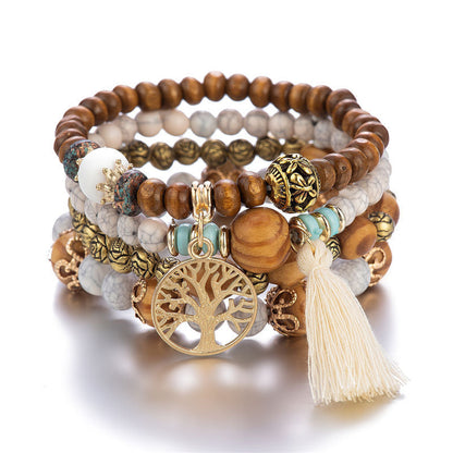 Bohemian Style Multi-Layer Wooden Beaded Bracelet
