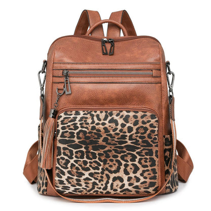 Winter Vintage Fashion Women Leopard Backpack