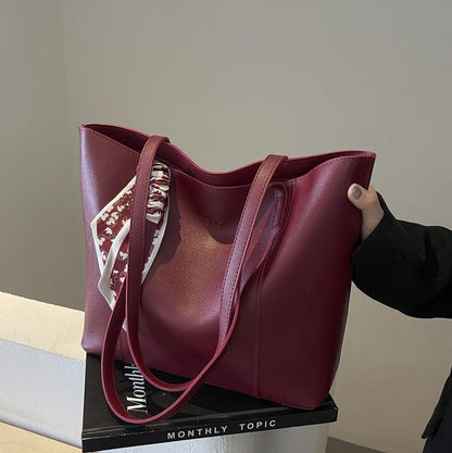 Women Casual Solid Color Large Capacity Tote Bag