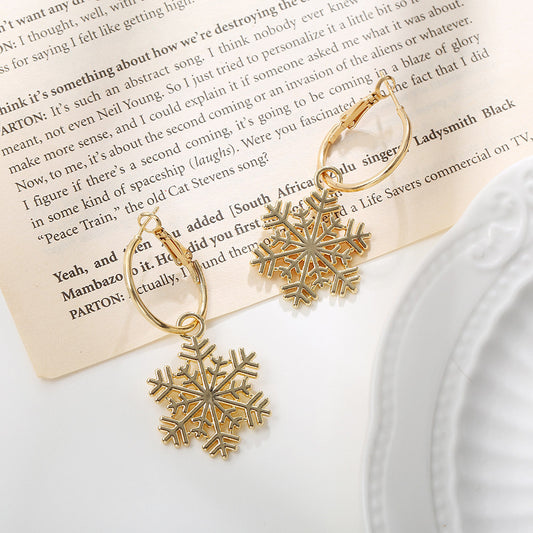 Women Fashion Simple Hollow Snowflake Earrings