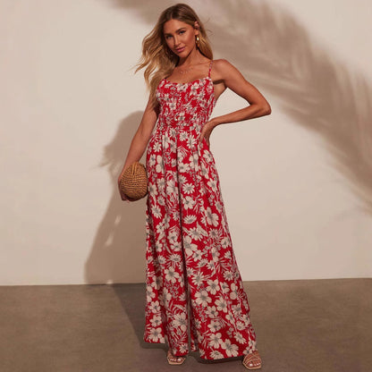 Combinaison à imprimé floral pour femme, mode vacances