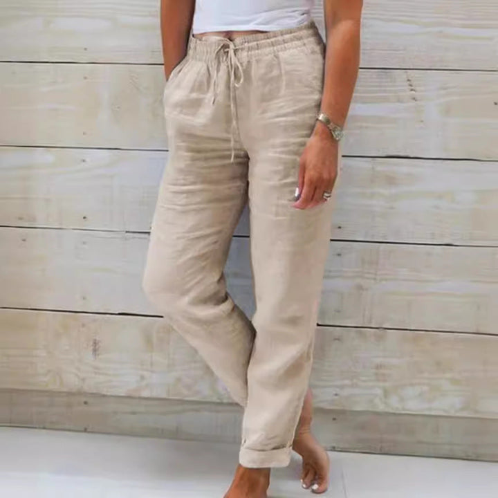 Pantalones de lino azul
