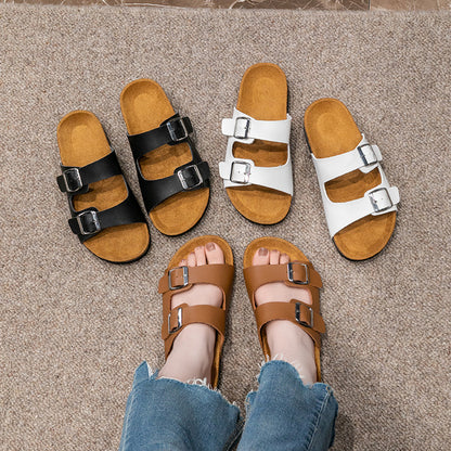 Chaussons plats décontractés en liège pour femmes, chaussures plates confortables à enfiler