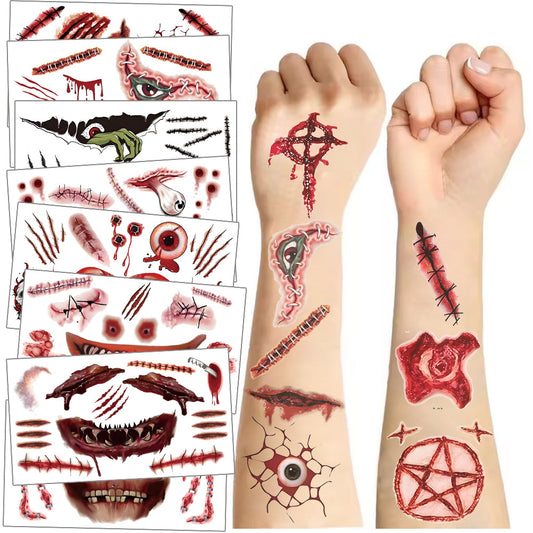 Tatuaje de cicatriz falsa de Halloween realista de terror 10 piezas