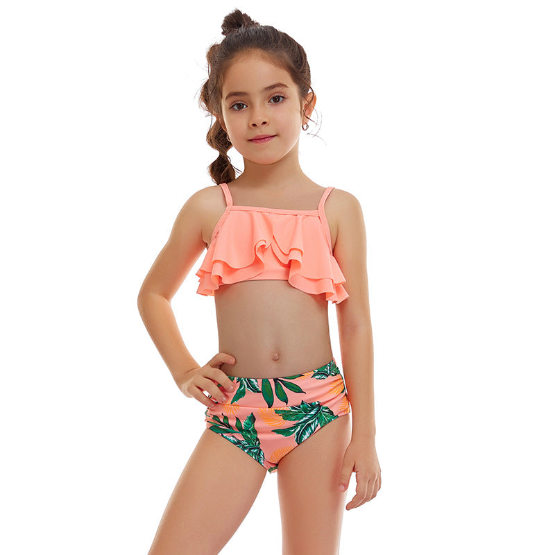 Kids Girls Casual Cute Floral Print Tankinis Swimwear