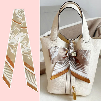 Bufanda con asa para bolso con lazo estampado de moda