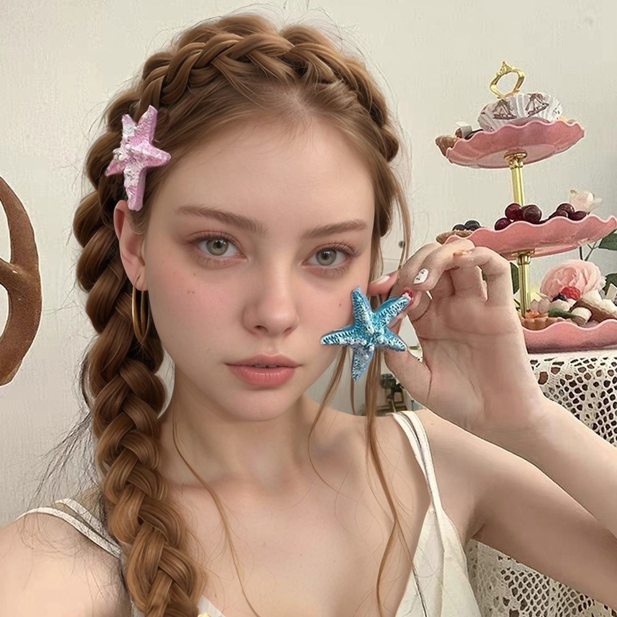 Accesorios para el cabello para vacaciones de verano junto al mar con estrellas de mar