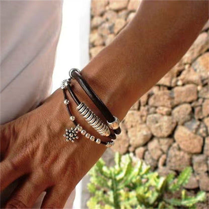Pulsera con colgante de aleación floral bohemio para mujer