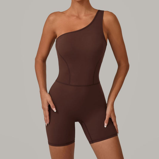 Women Yoga Solid Shoulder Sports Rompers