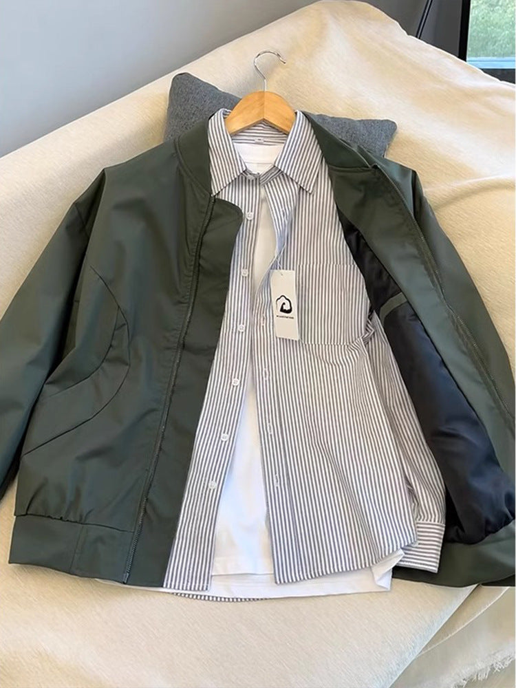 Chaqueta de béisbol informal de color sólido para hombre