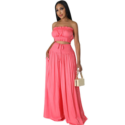 Conjunto de vacaciones casual de verano para mujer, pantalones anchos