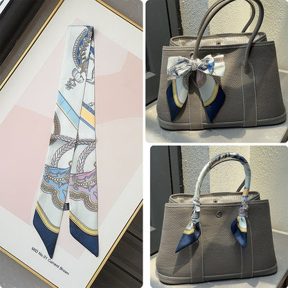 Bufanda con asa para bolso con lazo estampado de moda