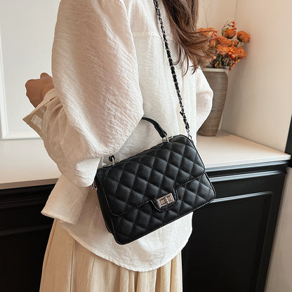 Fashion Rhomboid Chain Square Shoulder Bag Leather Look
