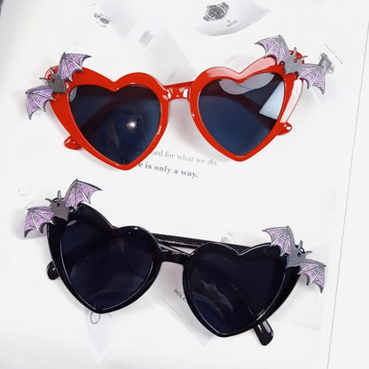 Lunettes de soleil en forme de cœur et de chauve-souris pour fête d'Halloween