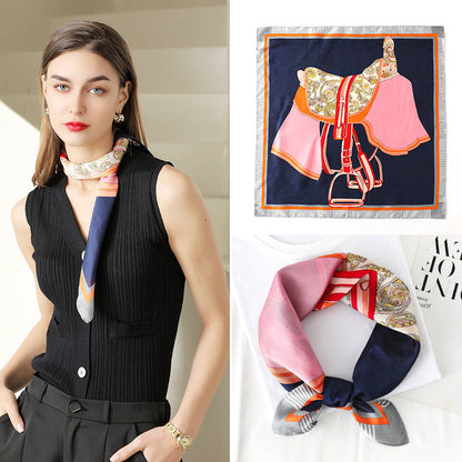 Bufanda cuadrada con estampado de doble cara de moda de verano para mujer
