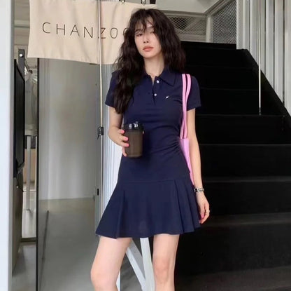 Women Fashion Casual Embroidered Pleated Dress