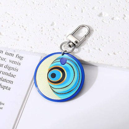 Women Retro Bohemian Round Devil Eye Keychain Set
