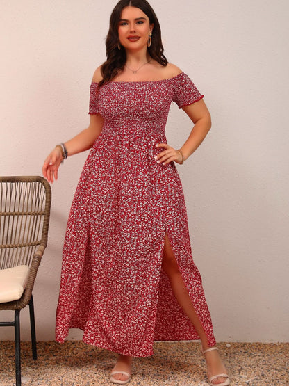 Vestido informal con estampado floral y hombros descubiertos para mujer, de poliéster, elegante, de manga larga
