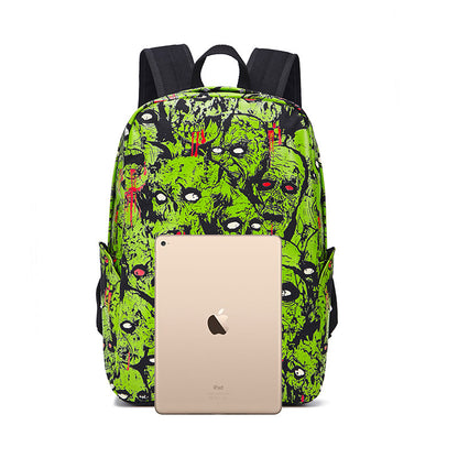 Women Fashion Halloween Print Skull Pattern Canvas Backpack
