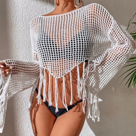 Vestido de baño sexy de color sólido con aberturas para mujer