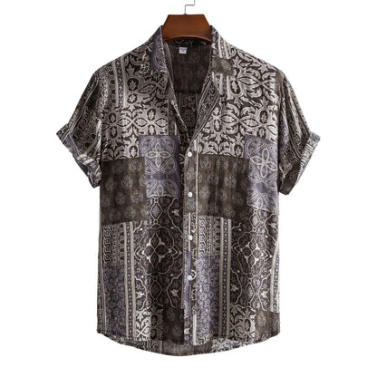 Camisa informal de vacaciones para hombre con estampado de flores diminutas en 3D