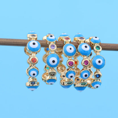 Simple Evil Eye Design Enamel Alloy Ring